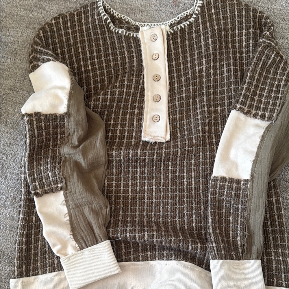 Glamorous Brown and Cream Women's Top
